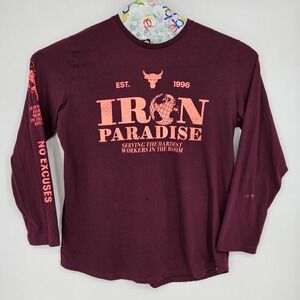 Under Armour Project Rock Shirt Mens XXL Iron Paradise Maroon Long Sleeve